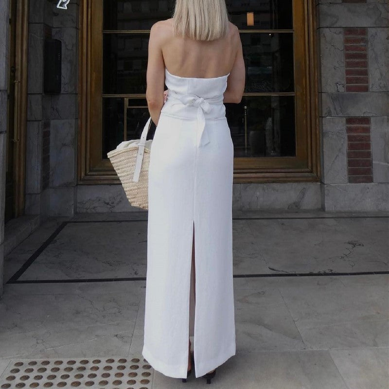 Halter Top and Slit Long Skirt